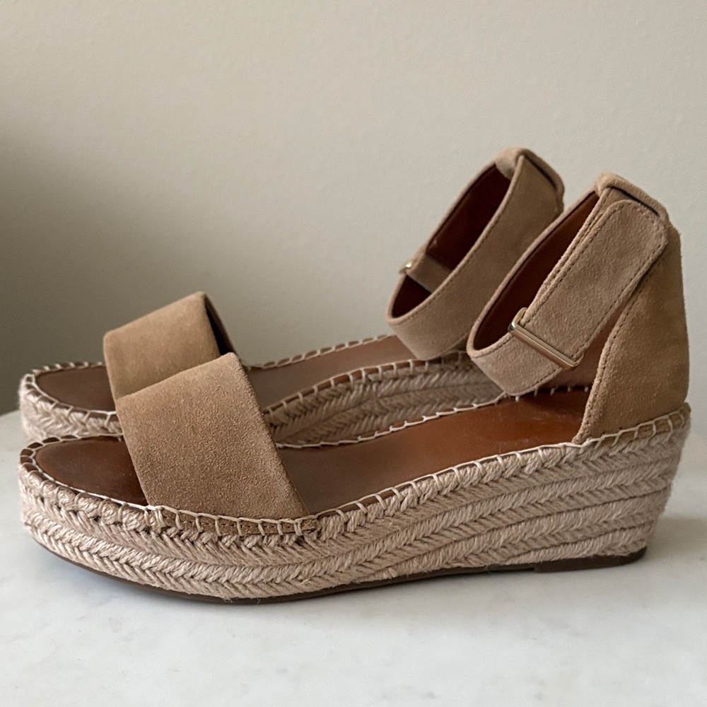 Franco Sarto Brown Espadrille Wedge Sandals